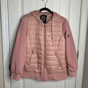 1 Madison insulated hybrid puffer hooded full zip jacket size XL‎ pink rose